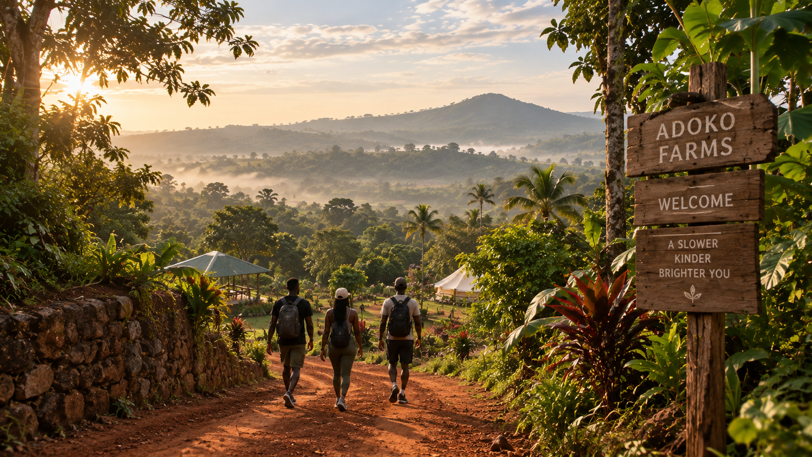 The hills and landscape around Adoko Farms